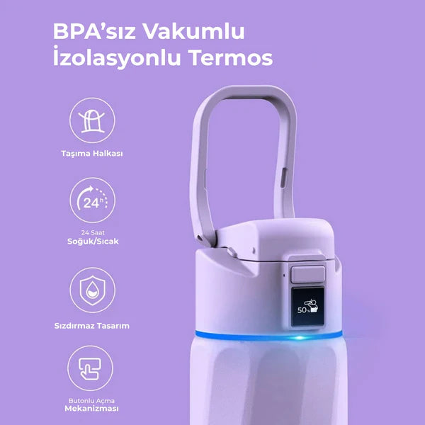 WaterH Boost Akıllı Termos | Hidrasyon Takibi Yapan, Yalıtımlı Akıllı Su Şişesi