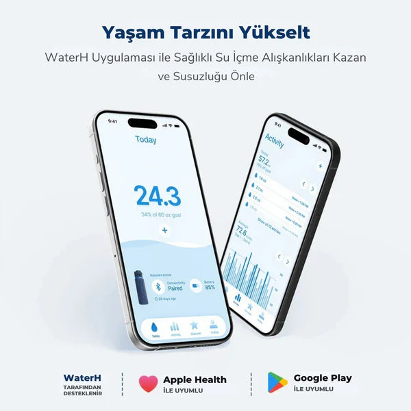 WaterH Boost Akıllı Termos | Hidrasyon Takibi Yapan, Yalıtımlı Akıllı Su Şişesi